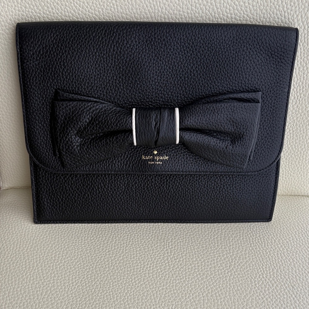 Kate Spade Black Leather Bow Clutch
